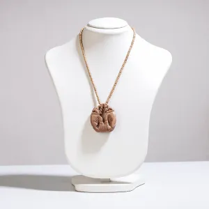 Fine Hand Carved Kadam Wooden Pendant Necklace