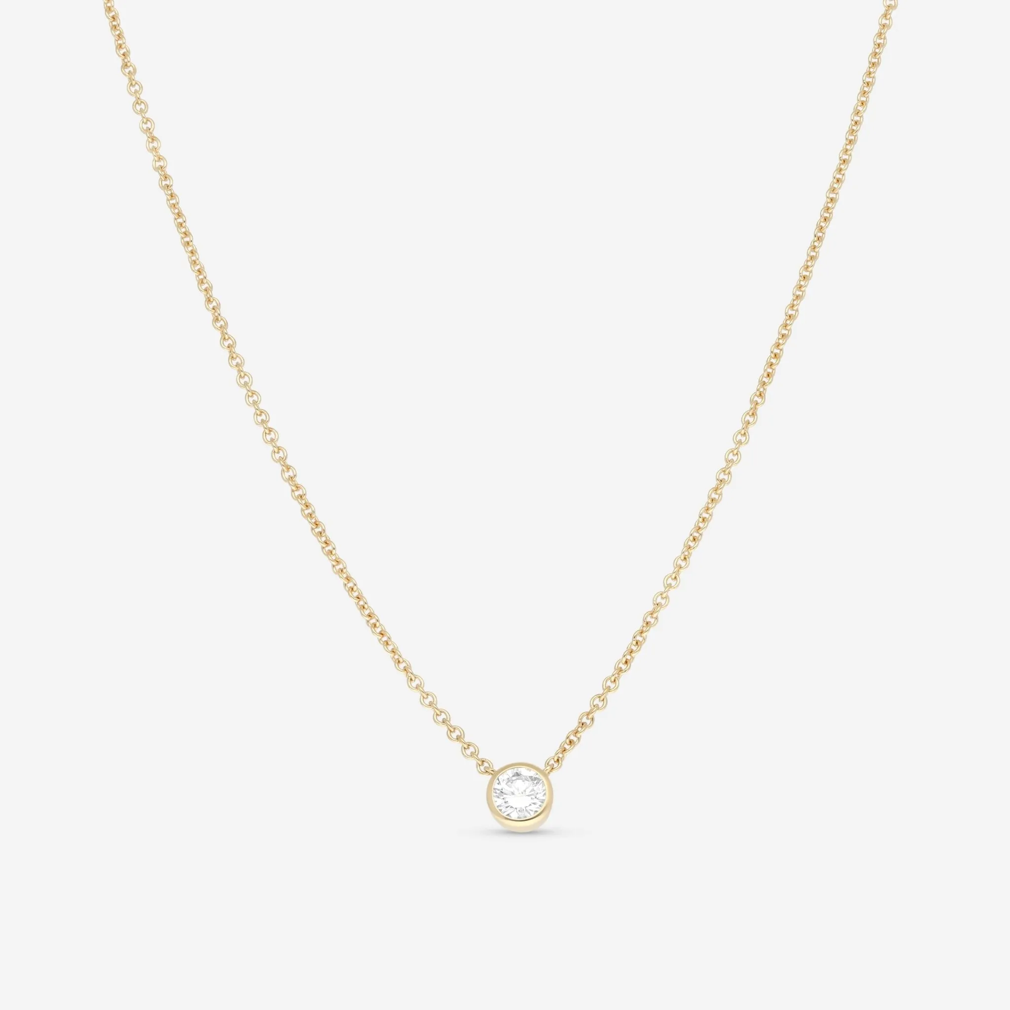 Ina Mar 18K Yellow Gold Bezel Set Diamond 0.55ct.tw. Solitaire Pendant 16" ANK-19303-Y